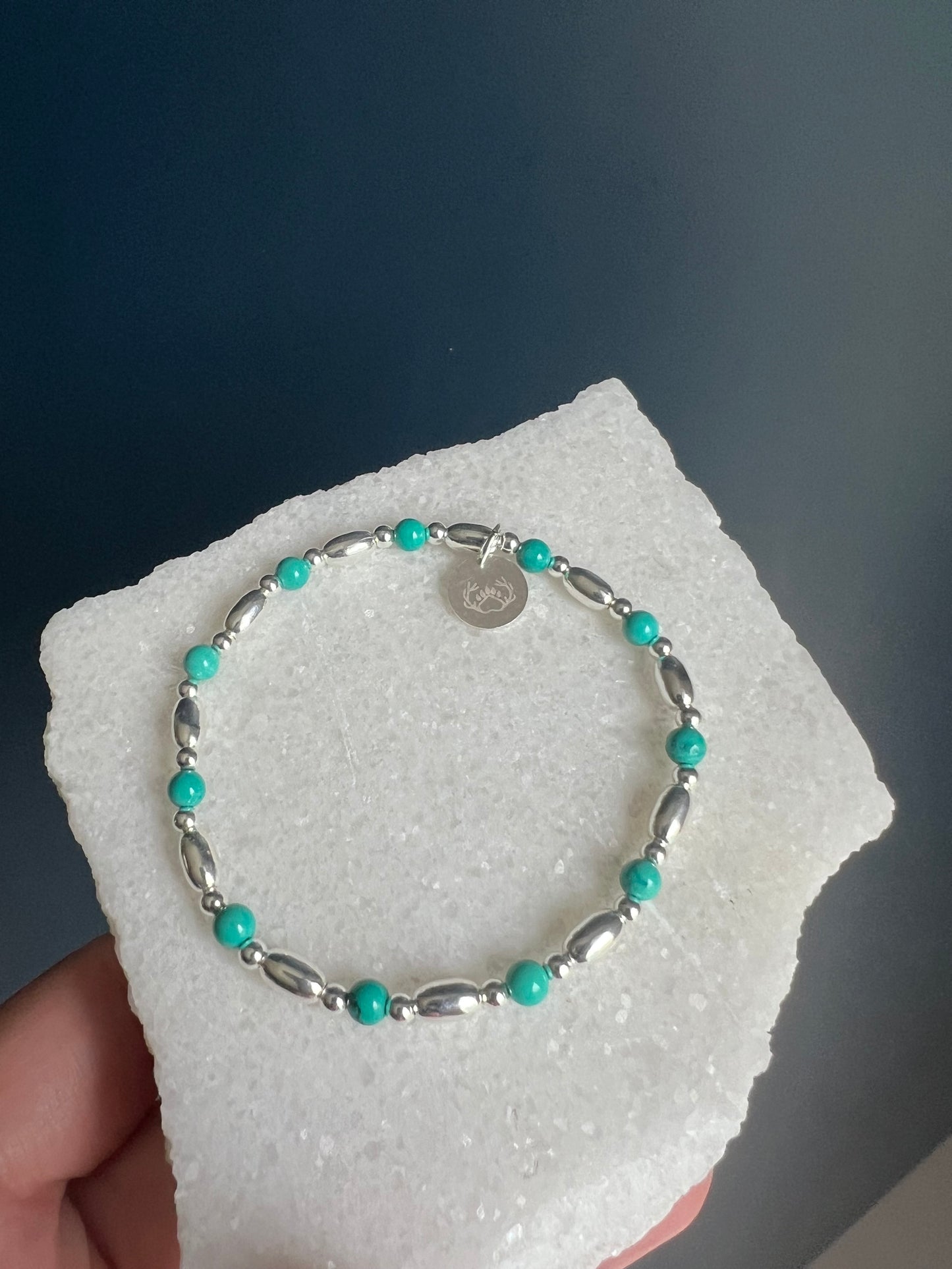 Oval & Turquoise Beaded Bracelet