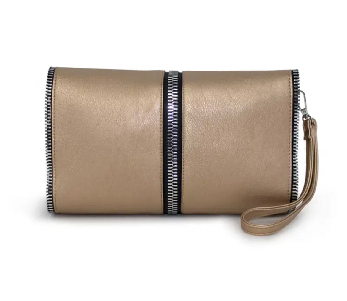 Zip Detail Clutch/Crossbody Bag