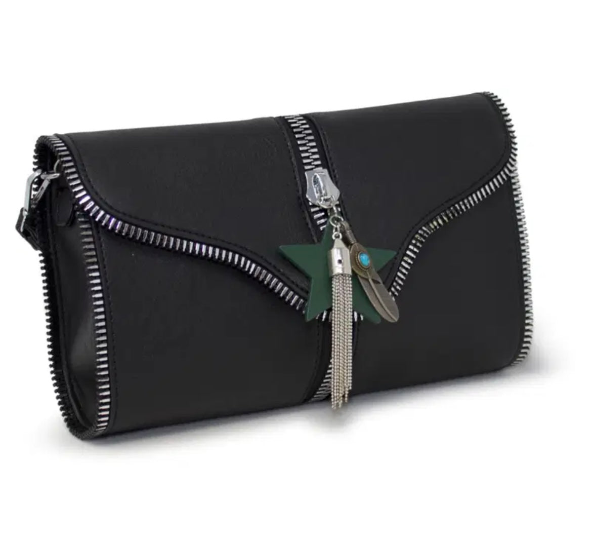 Zip Detail Clutch/Crossbody Bag