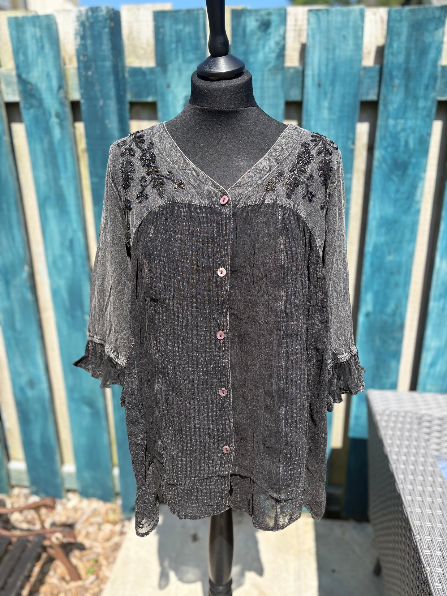 Embellished Sheer Shirt Top