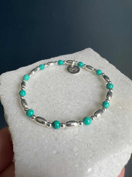 Oval & Turquoise Beaded Bracelet