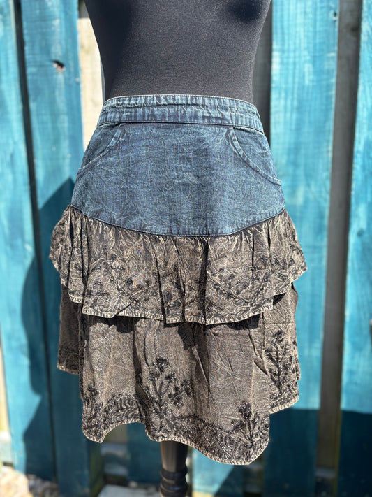 Denim & Fabric Skirt