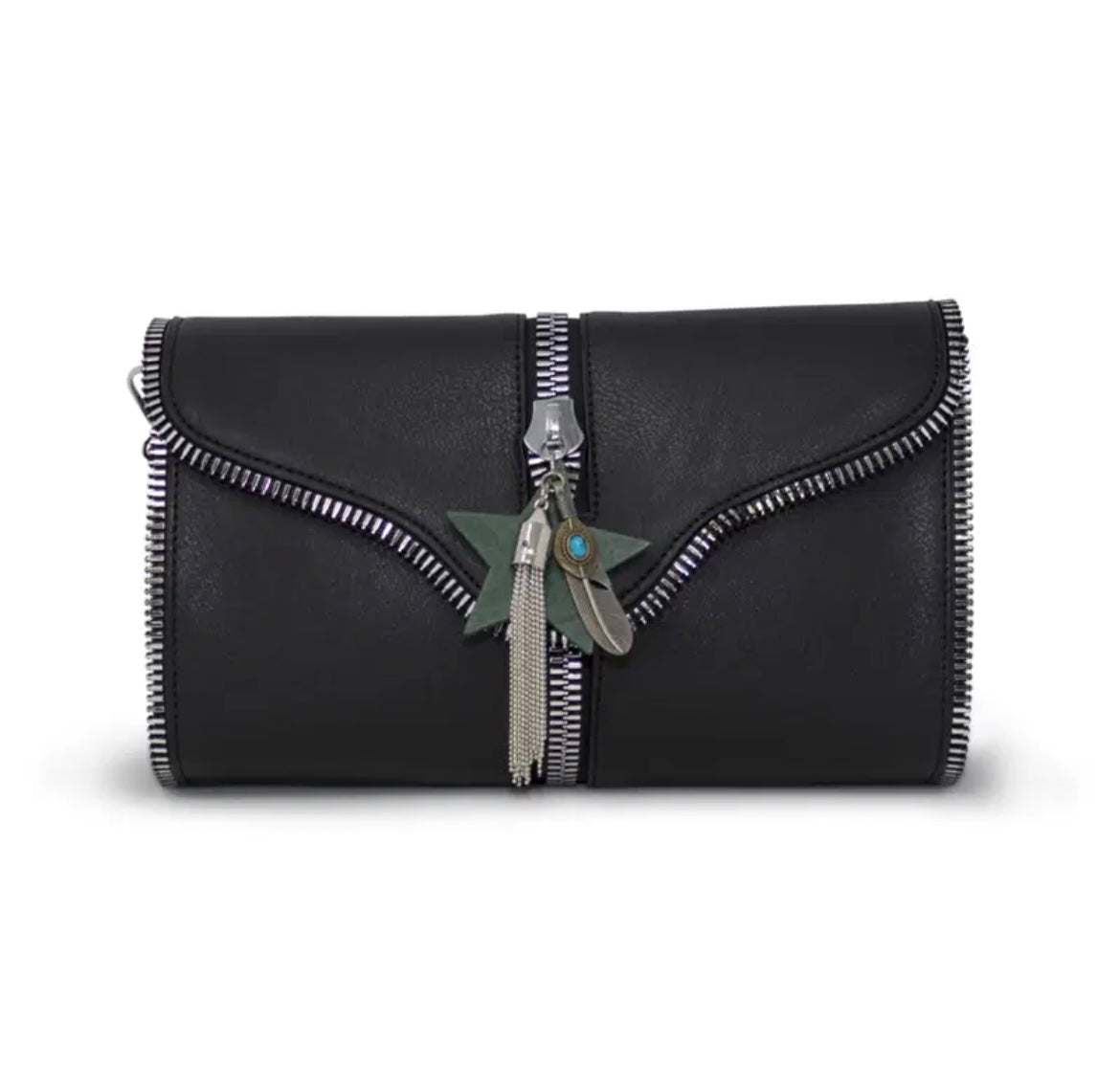 Zip Detail Clutch/Crossbody Bag