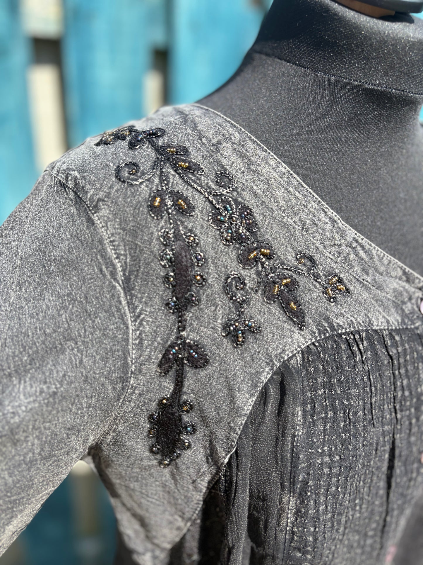 Embellished Sheer Shirt Top