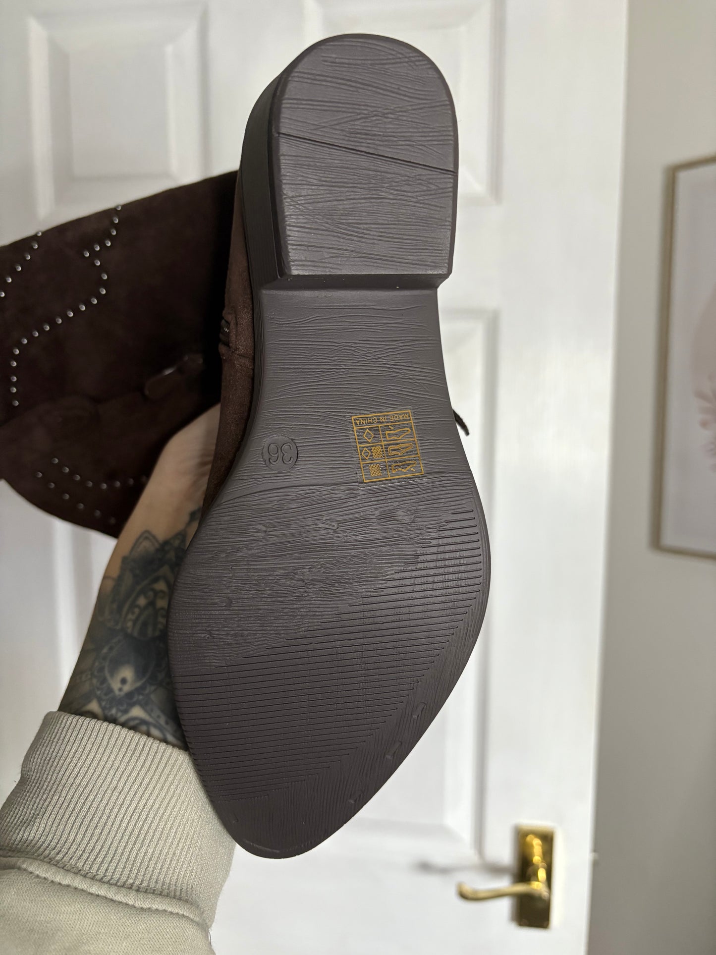 Faux Suede Chocolate Brown Cowboy Boots