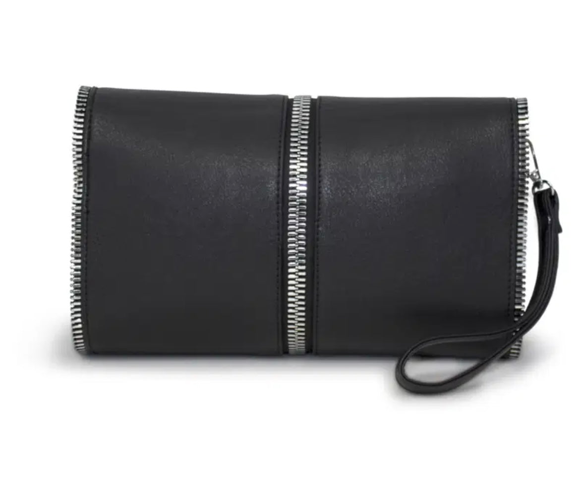 Zip Detail Clutch/Crossbody Bag