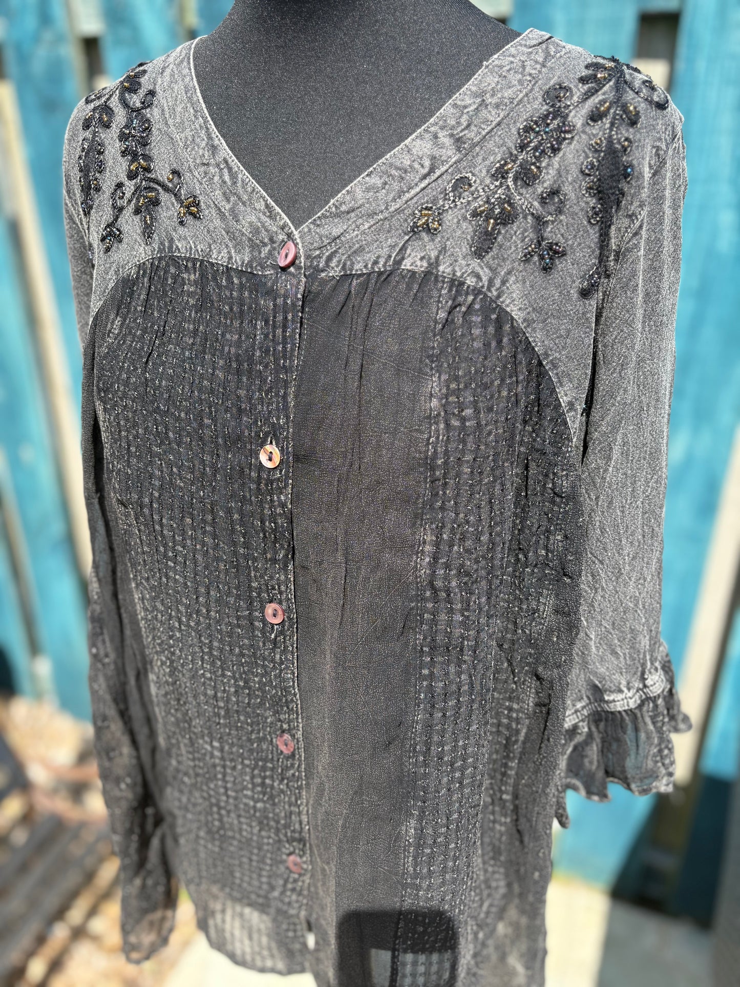 Embellished Sheer Shirt Top