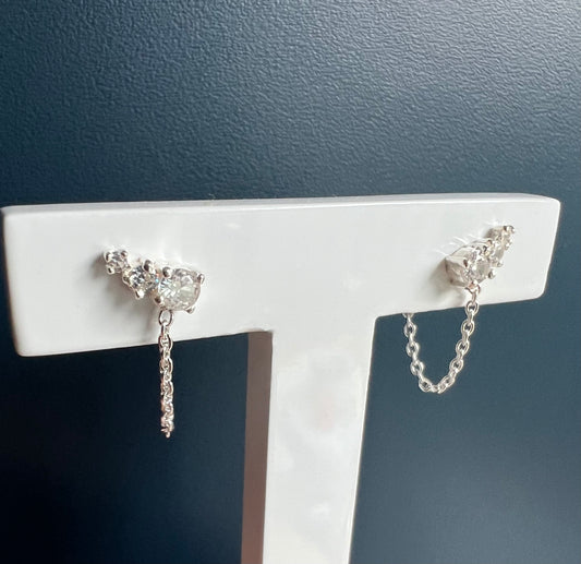 Sparkly Chain Loop Studs