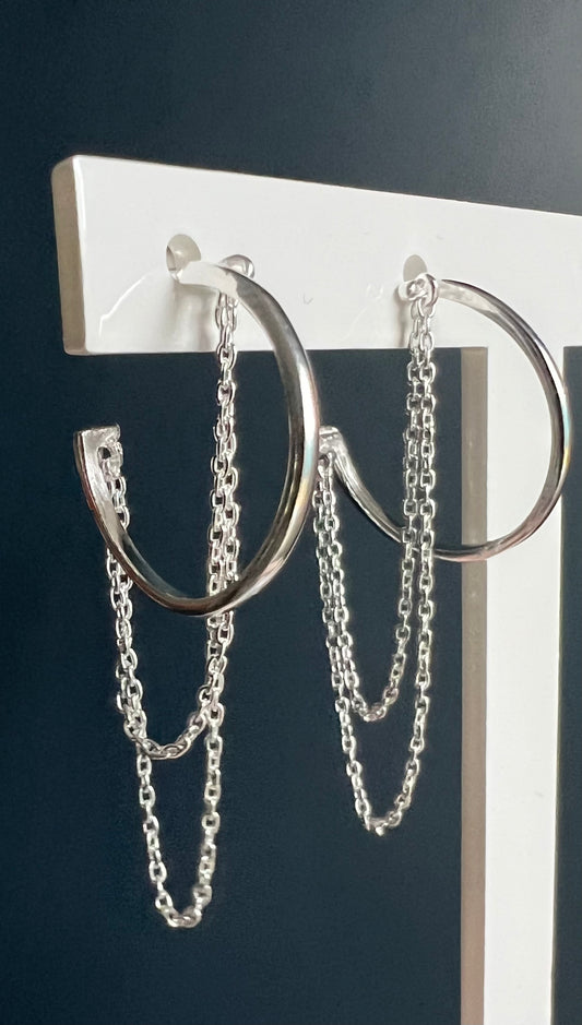 Layered Chain Stud Hoops