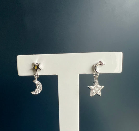 Star & Moon Asymmetric Studs