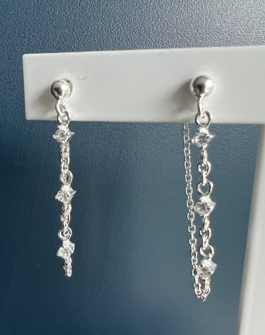 Sparkly Chain Drop Studs