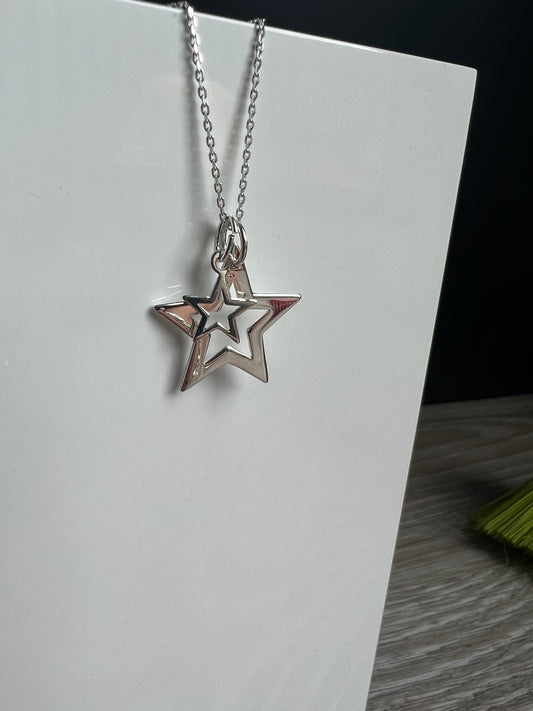 Little & Large Star Outline Necklace