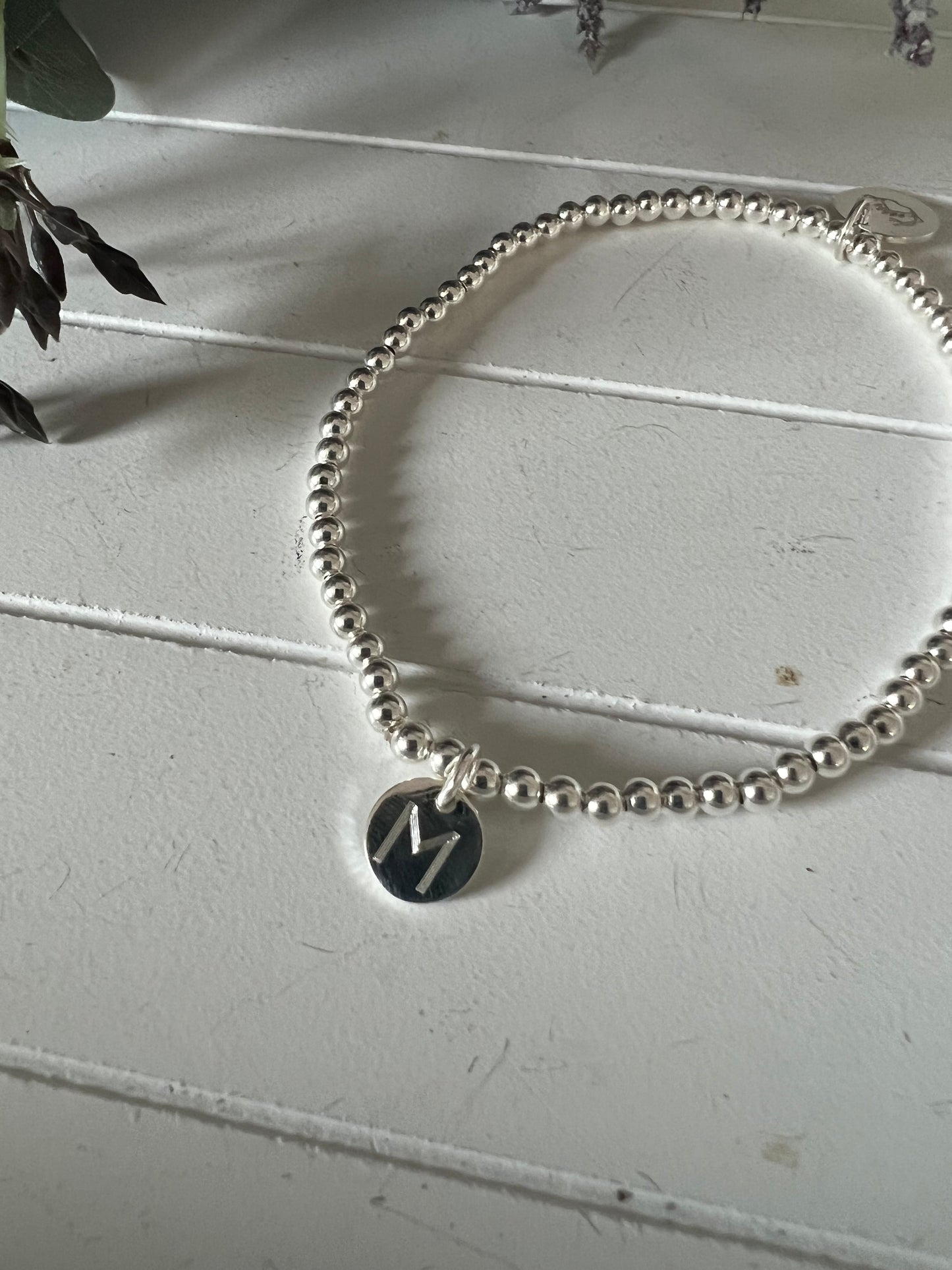 Engraved Circle Initial Bracelet