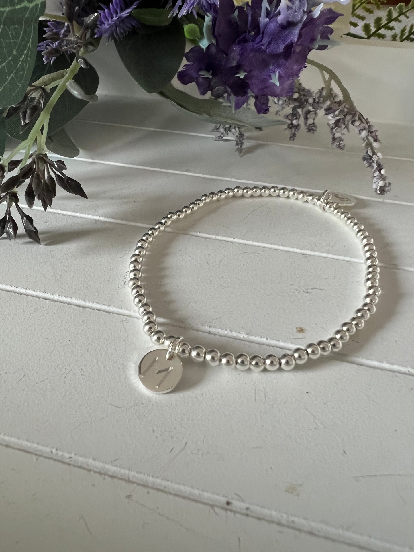 Engraved Circle Initial Bracelet