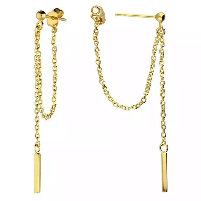 Ball & Bar Chain Drop Studs