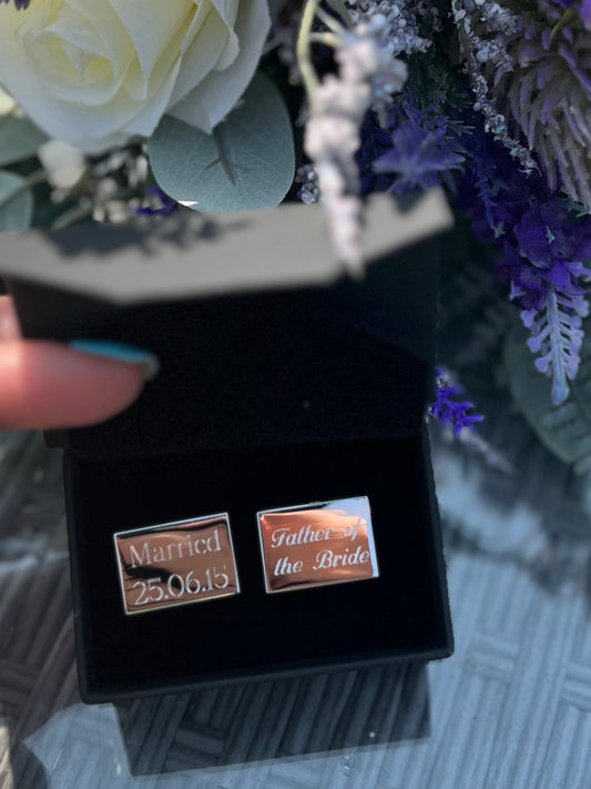 Engraved Rectangle Cufflinks