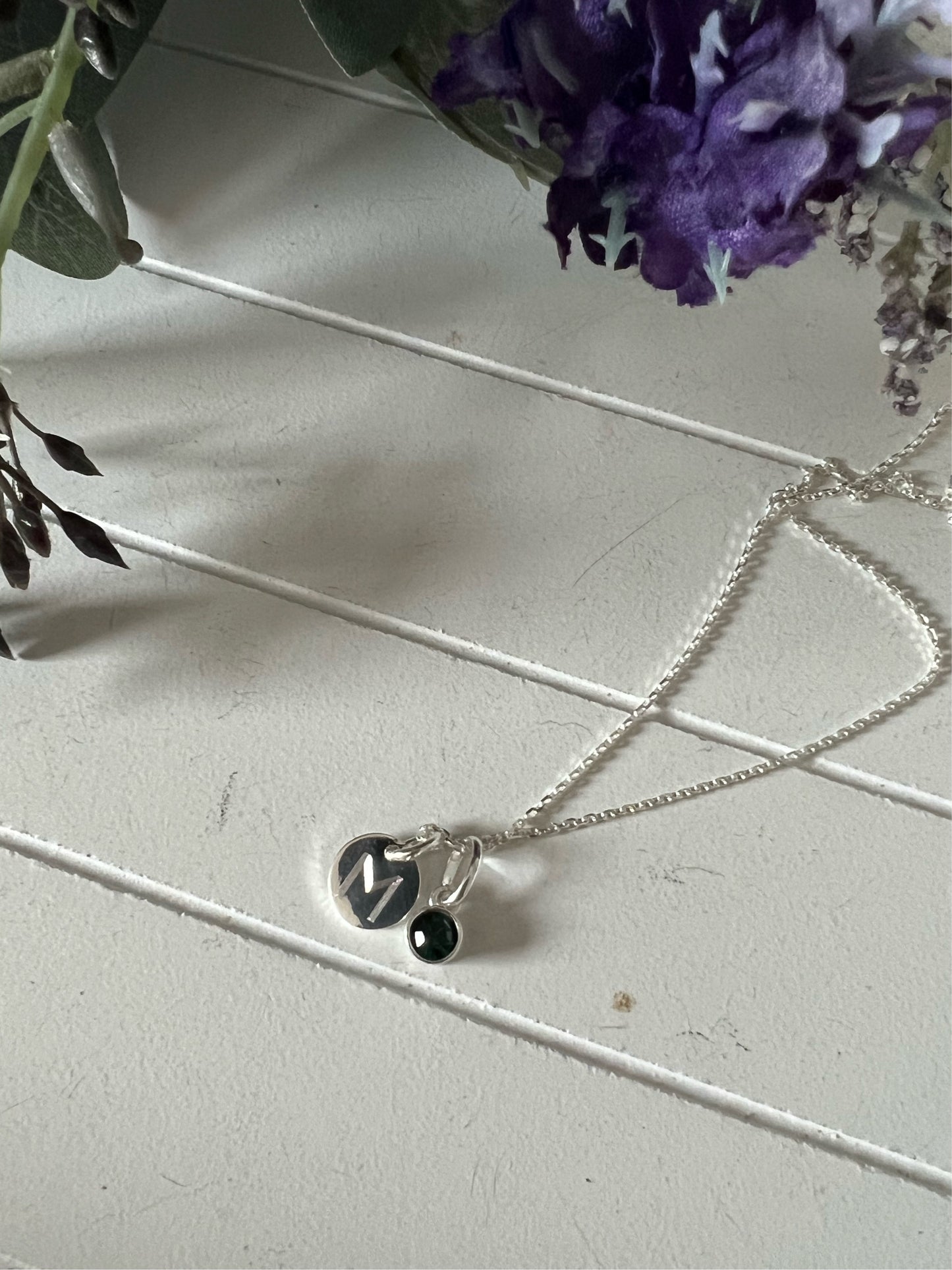 Engraved Circle Initial Necklace