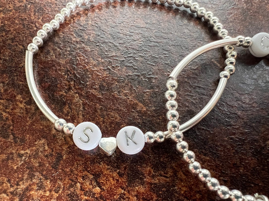 Personalised White & Silver Initial Bracelet