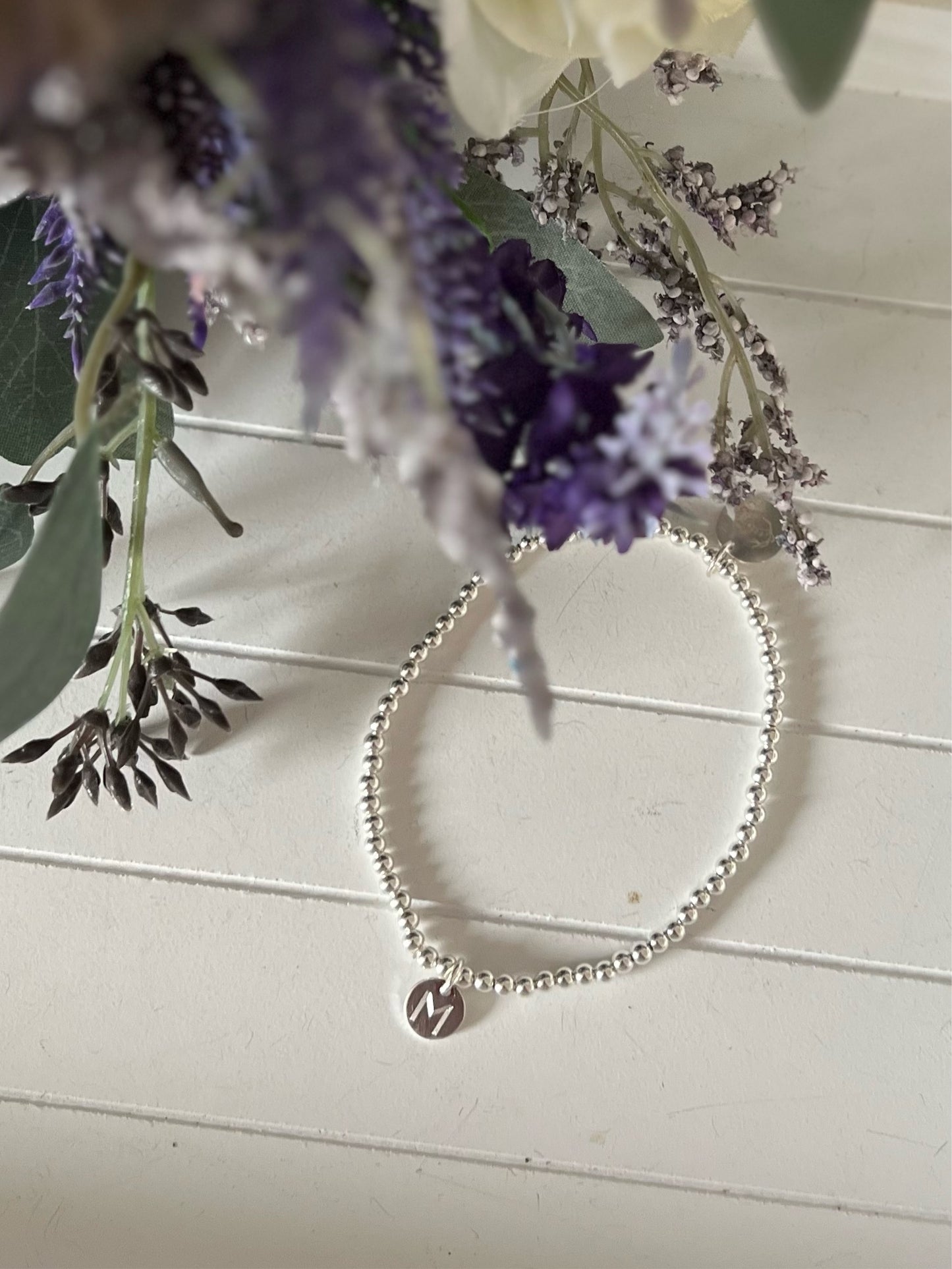 Engraved Circle Initial Bracelet