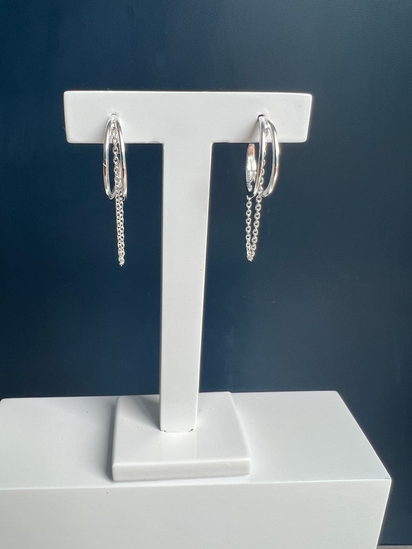 Dangling Chain Stud Hoops