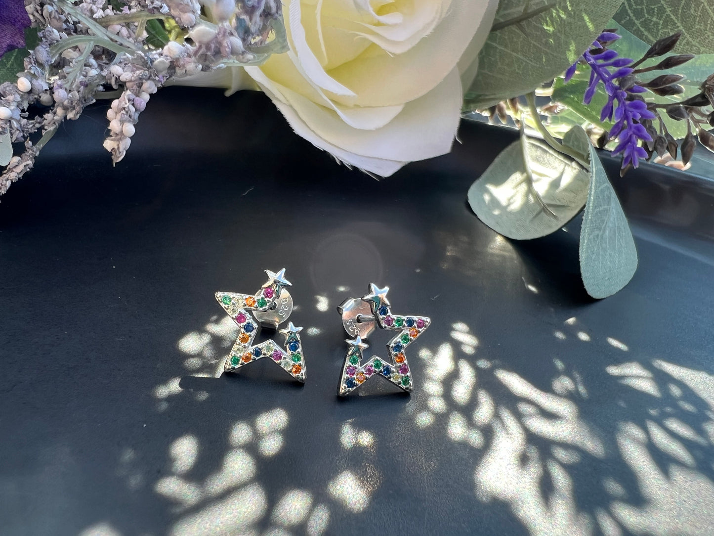 Sparkly Half Star Studs