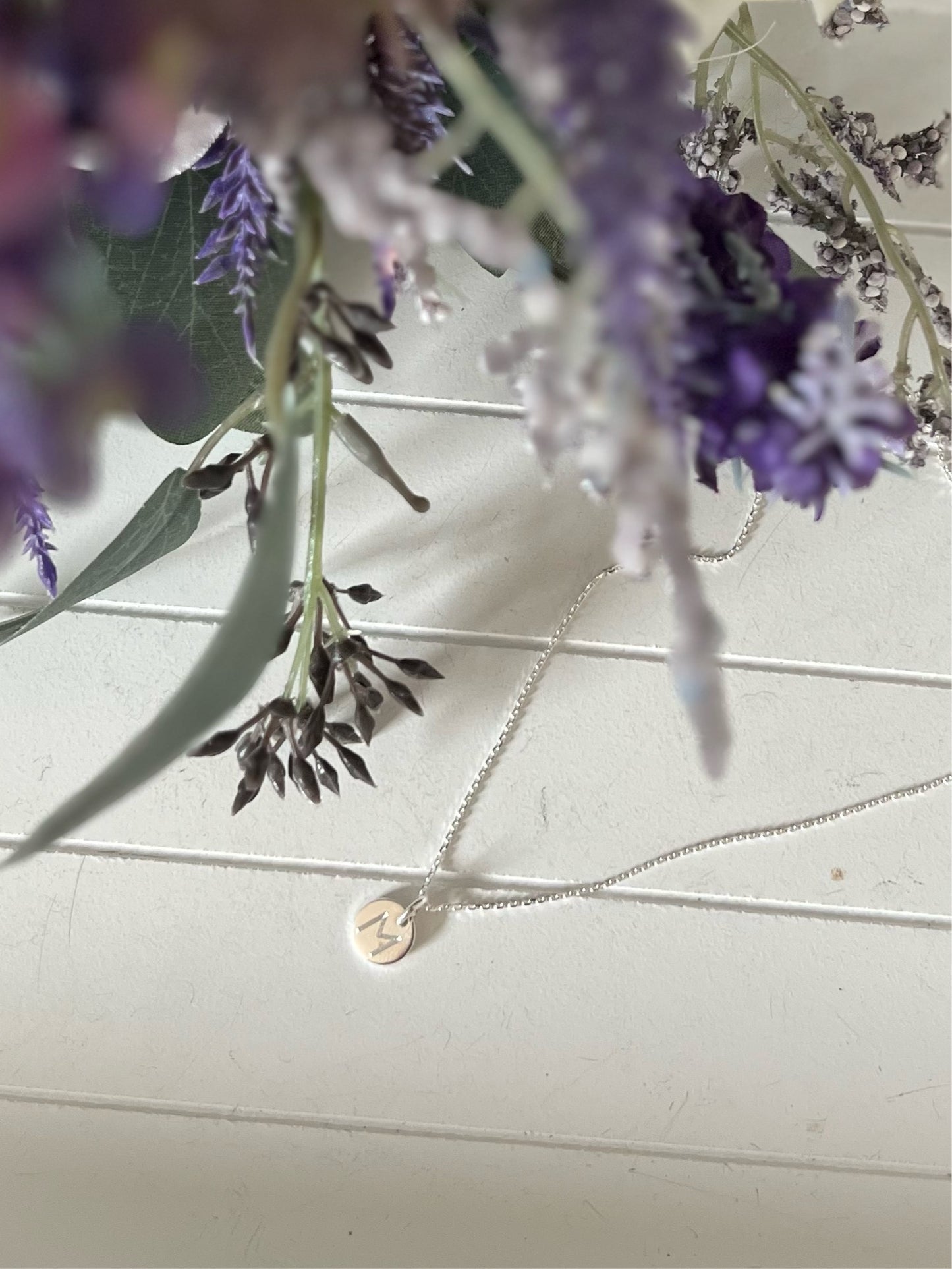 Engraved Circle Initial Necklace