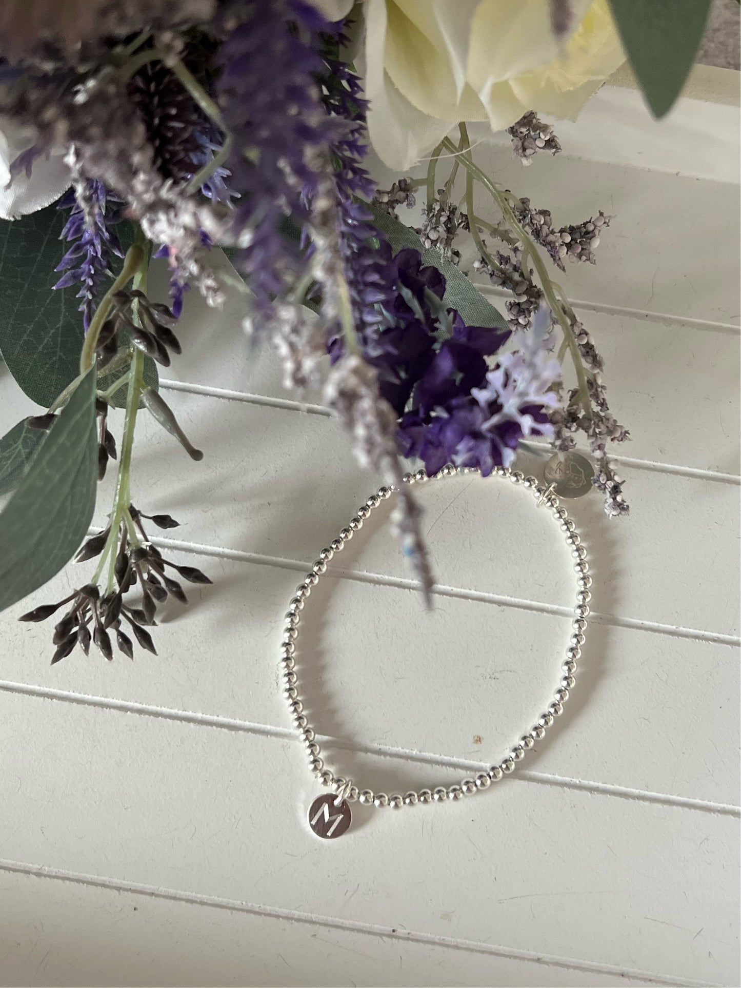 Engraved Circle Initial Bracelet