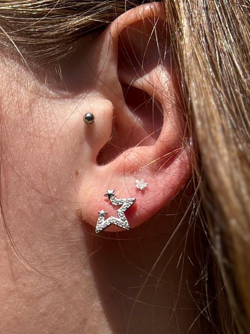 Sparkly Half Star Studs