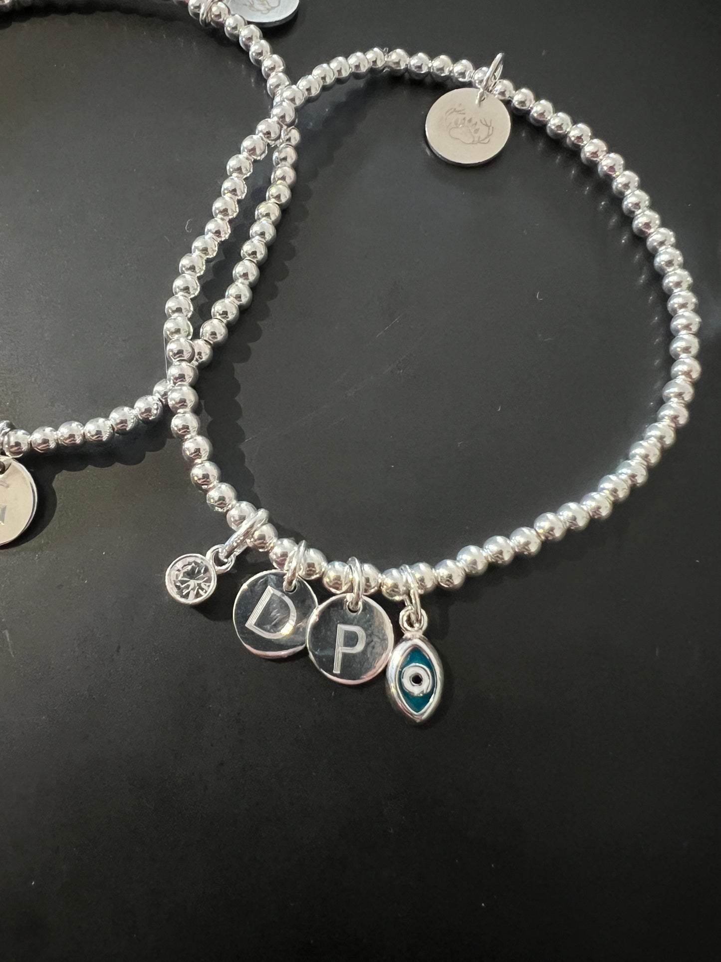 Engraved Circle Initial Bracelet