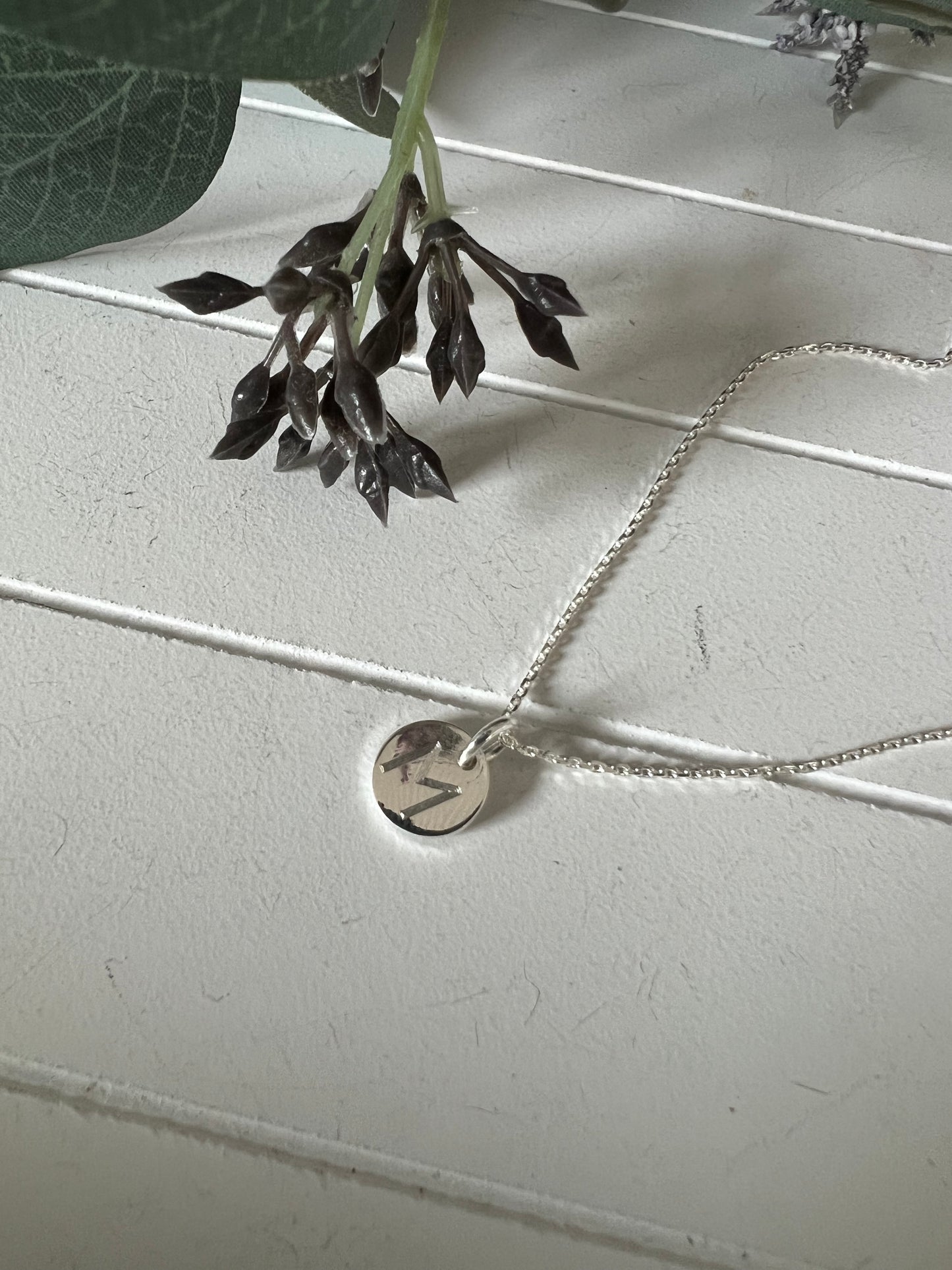 Engraved Circle Initial Necklace