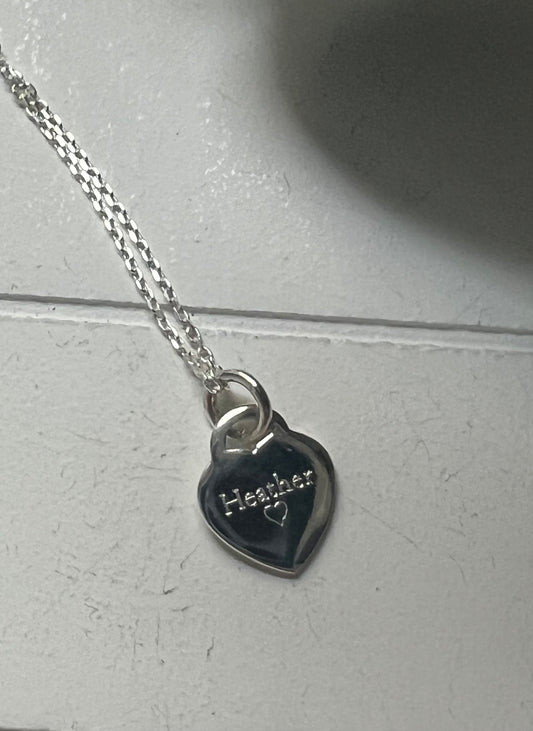 Engraved Heart Name Necklace